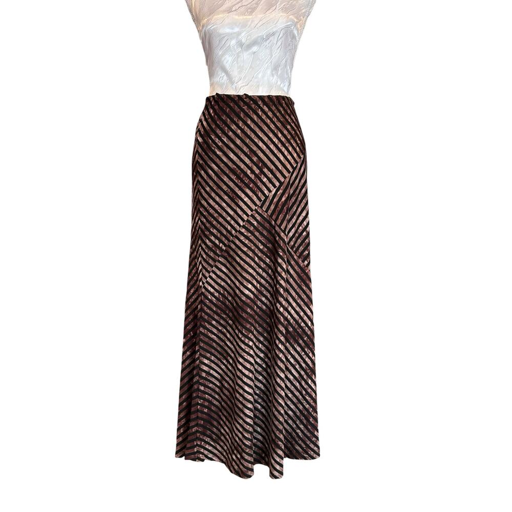 Vintage Abstract Black Brown Maxi Skirt Small